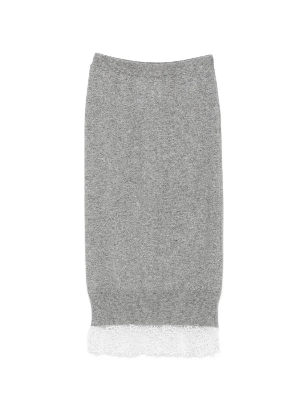 Ermanno Scervino Lace-trim Knitted Midi Skirt In Grey