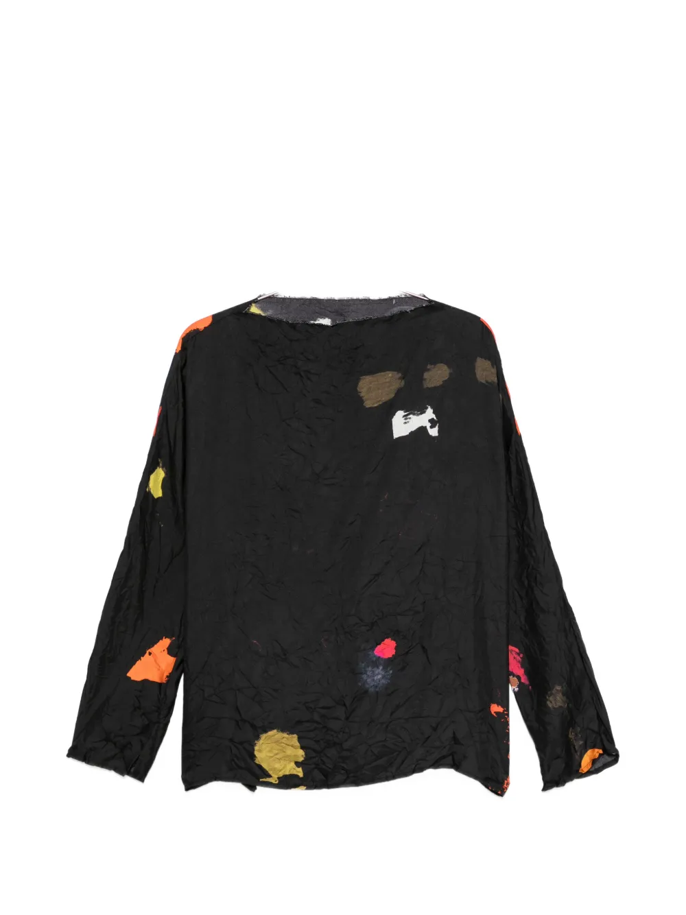Daniela Gregis abstract-print crinkled blouse - Black