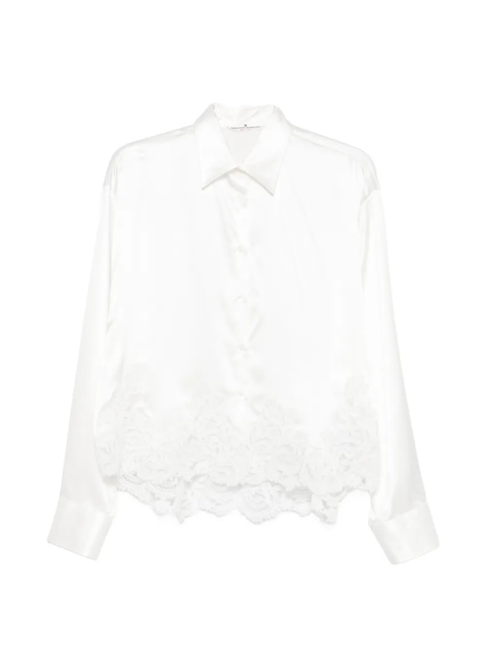 Ermanno Scervino lace-trim satin shirt - White