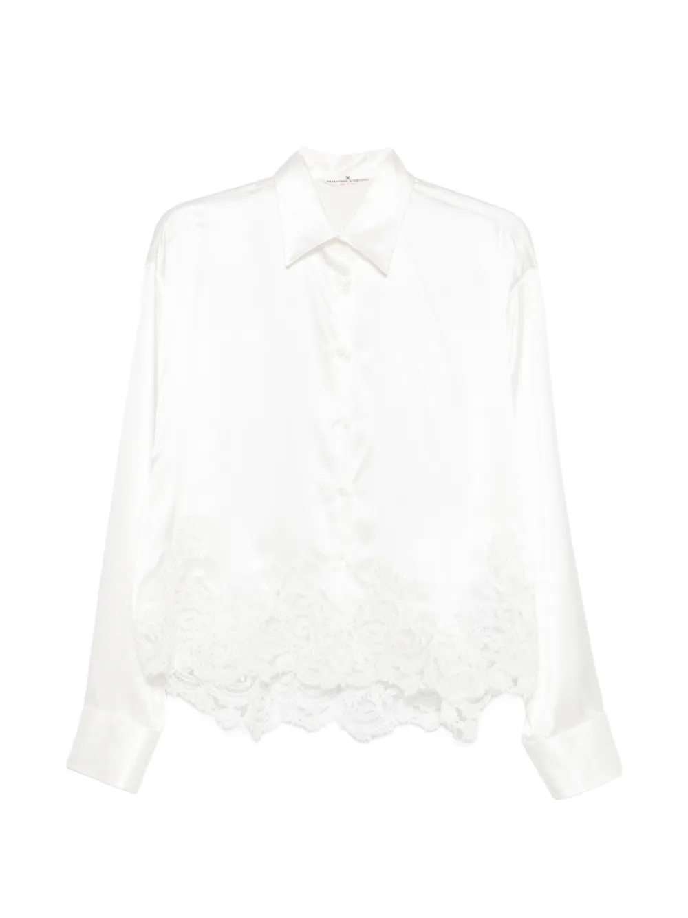 Ermanno Scervino lace-trim satin shirt - Weiß
