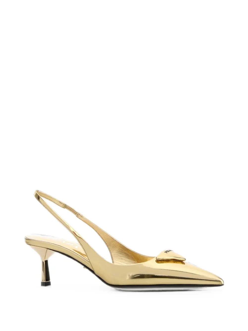 Prada Slingback pumps met logoplakkaat Goud