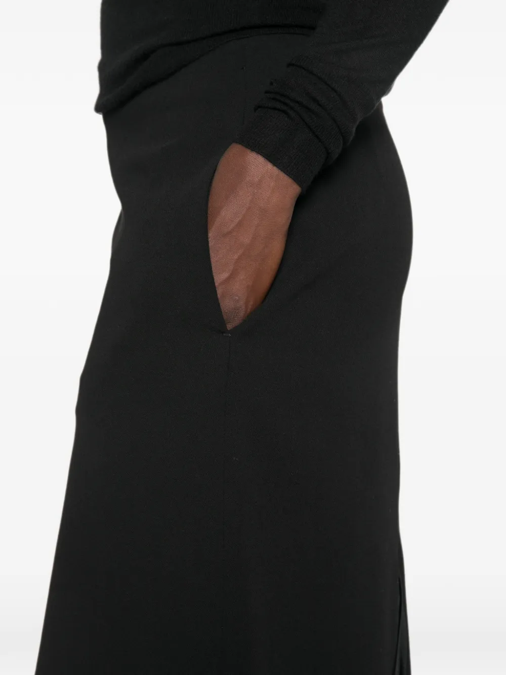 Jil Sander Maxi-rok met plooien en zijzak Zwart