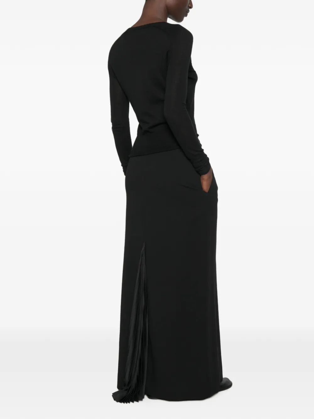 Jil Sander Maxi-rok met plooien en zijzak Zwart