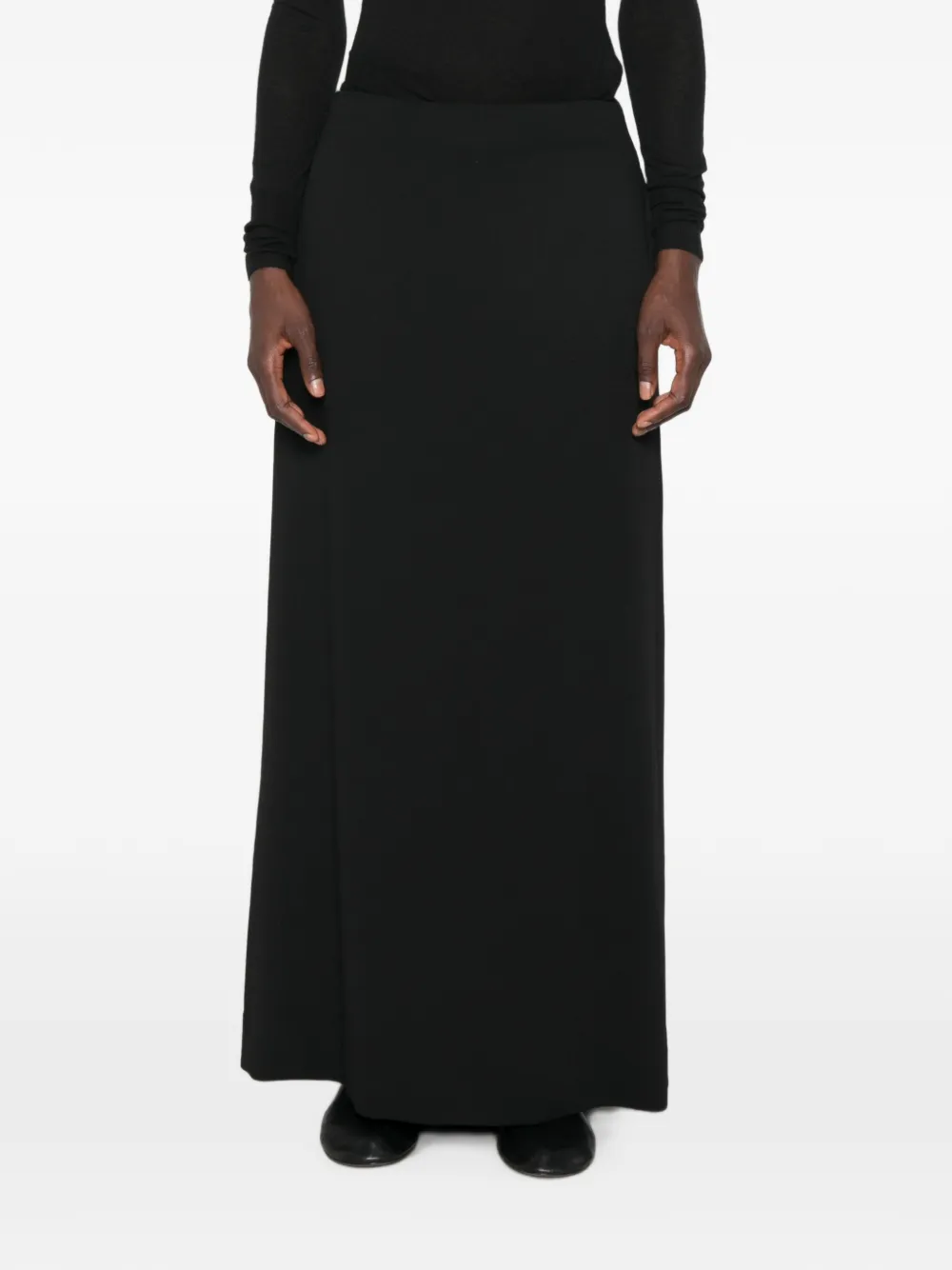 Jil Sander Maxi-rok met plooien en zijzak Zwart