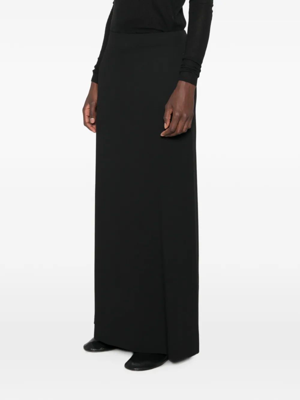Jil Sander Maxi-rok met plooien en zijzak Zwart