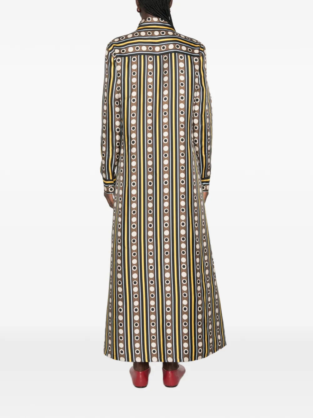 La DoubleJ Chemise Swing maxi-jurk met knopen Bruin
