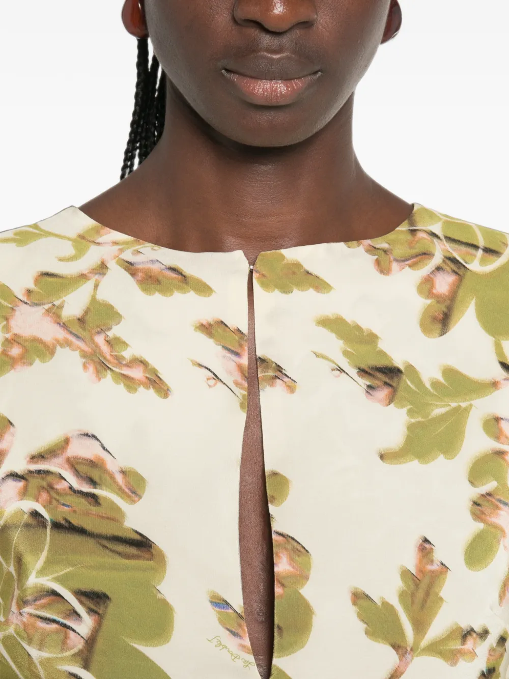 La DoubleJ Belle maxi-jurk met botanische print en ombré-effect Beige
