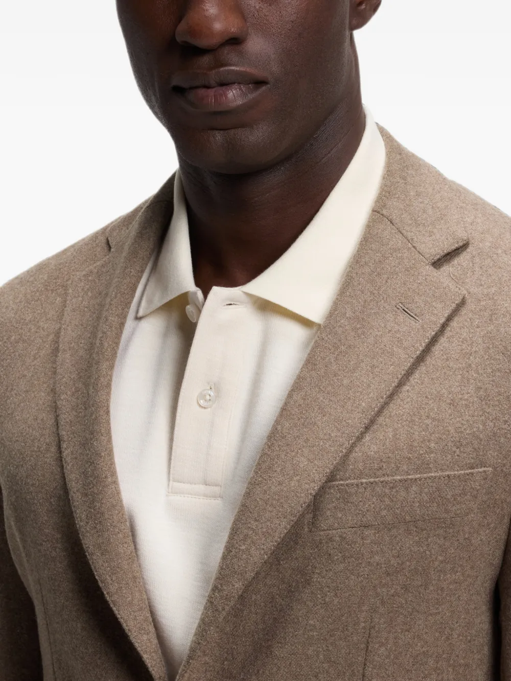 BOSS Slim-fit blazer van afwasbaar performance stretch flanel Bruin