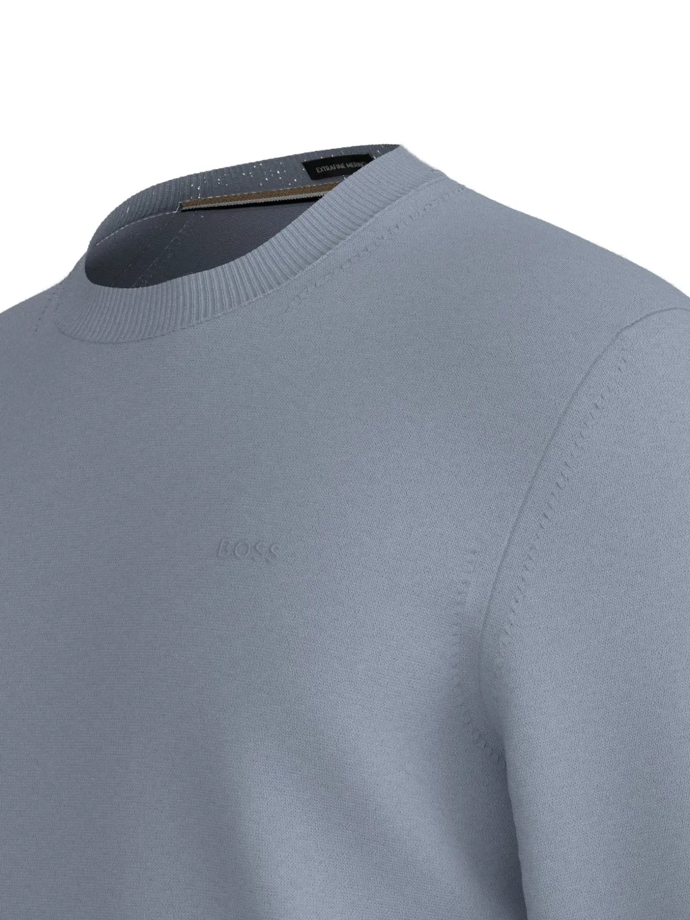 BOSS logo-embroidered sweater Blauw
