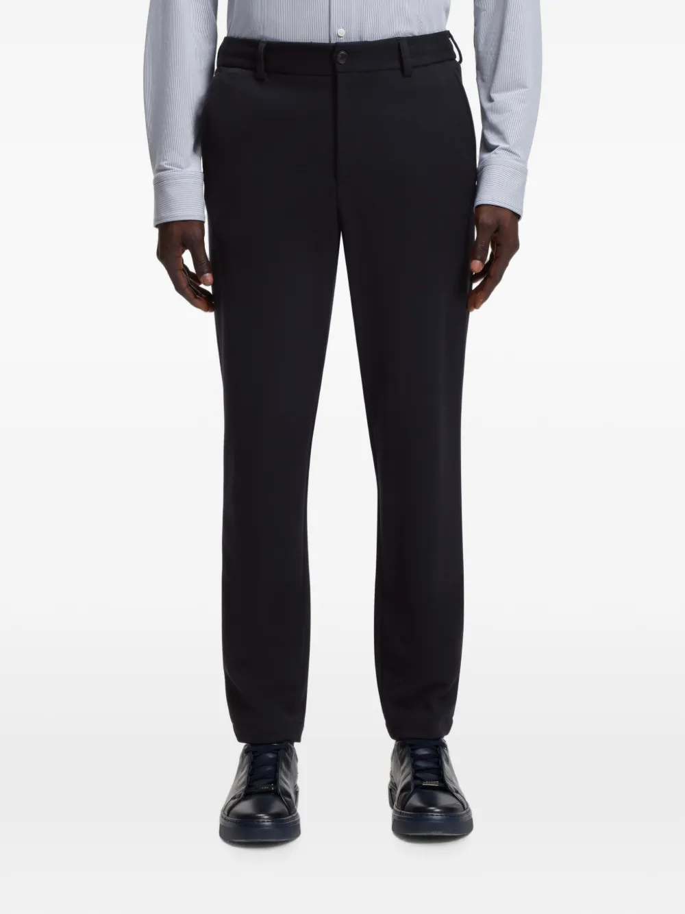 BOSS Pantalon met textuur Blauw