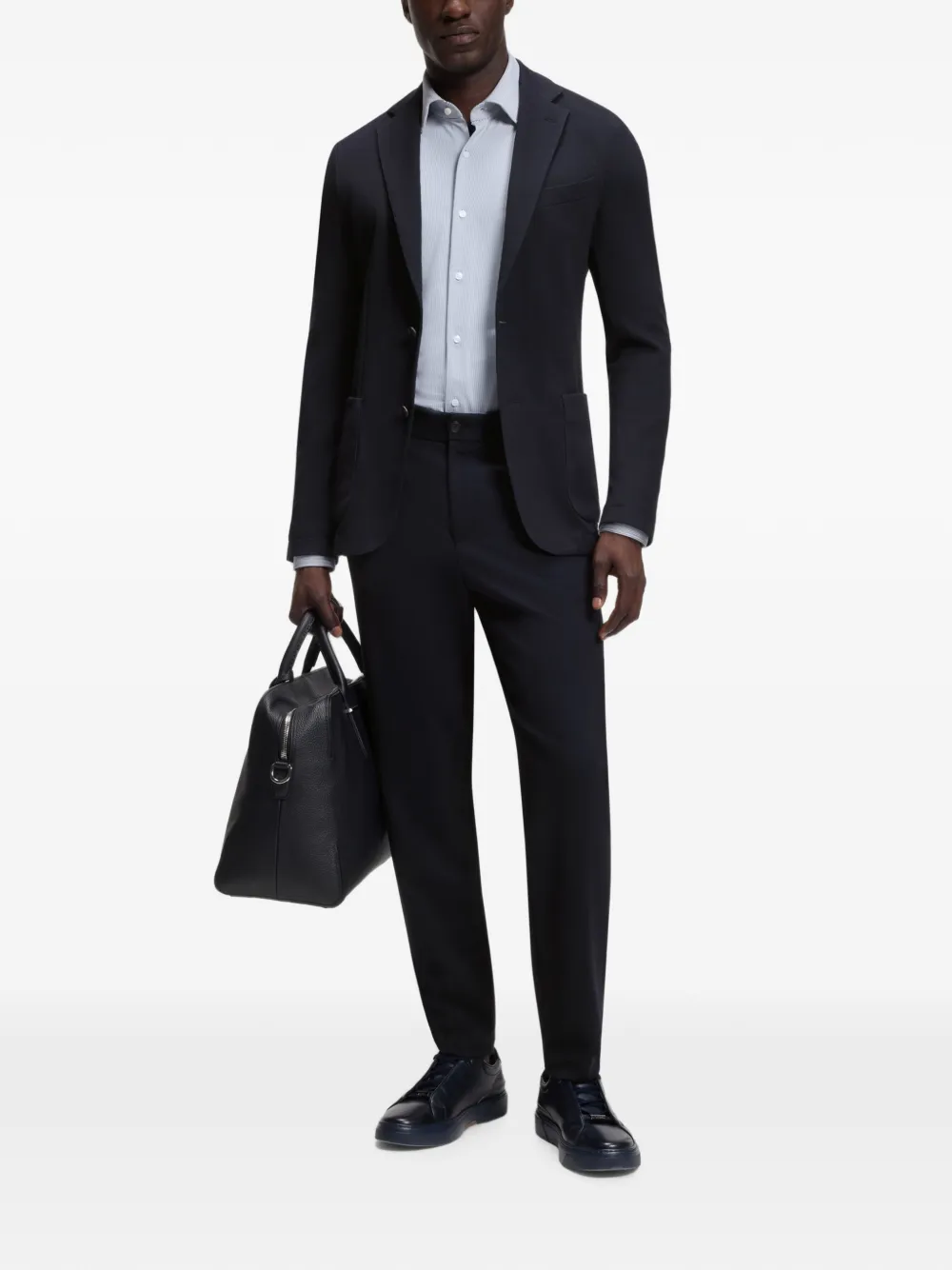 BOSS Pantalon met textuur Blauw