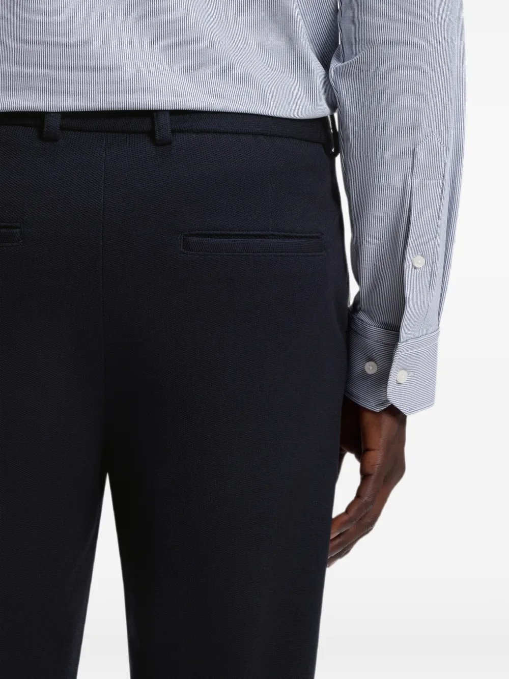 BOSS Pantalon met textuur Blauw