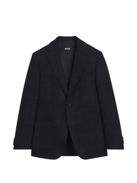 BOSS Blazer slim em lã virgem xadrez
