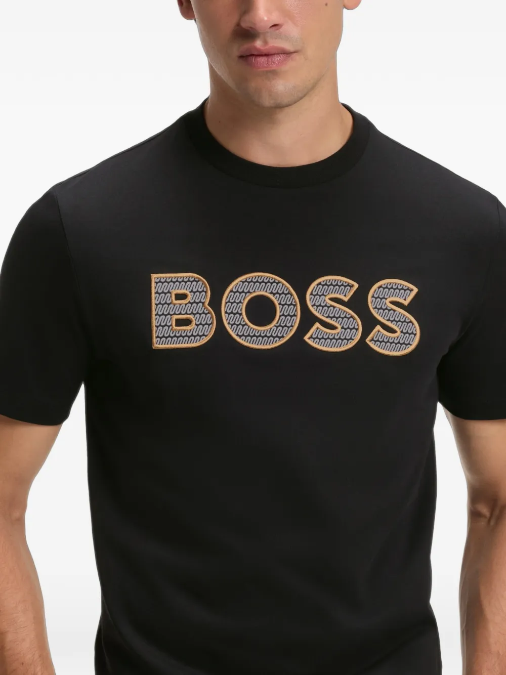 BOSS Katoenen-jersey T-shirt met logo Zwart