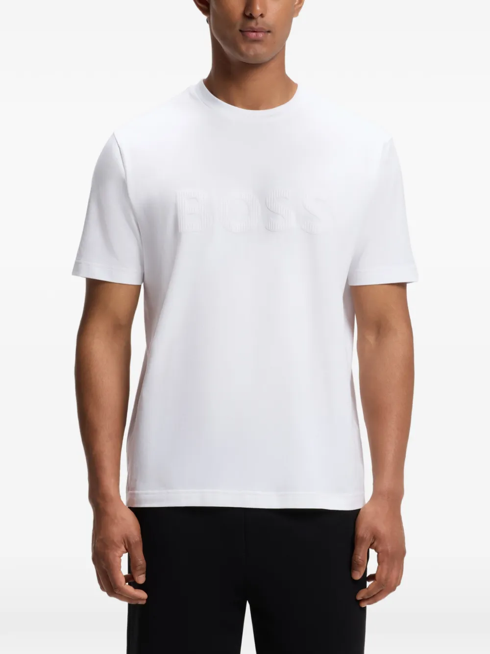 BOSS Tonaal stretch katoenen T-shirt met logo Wit