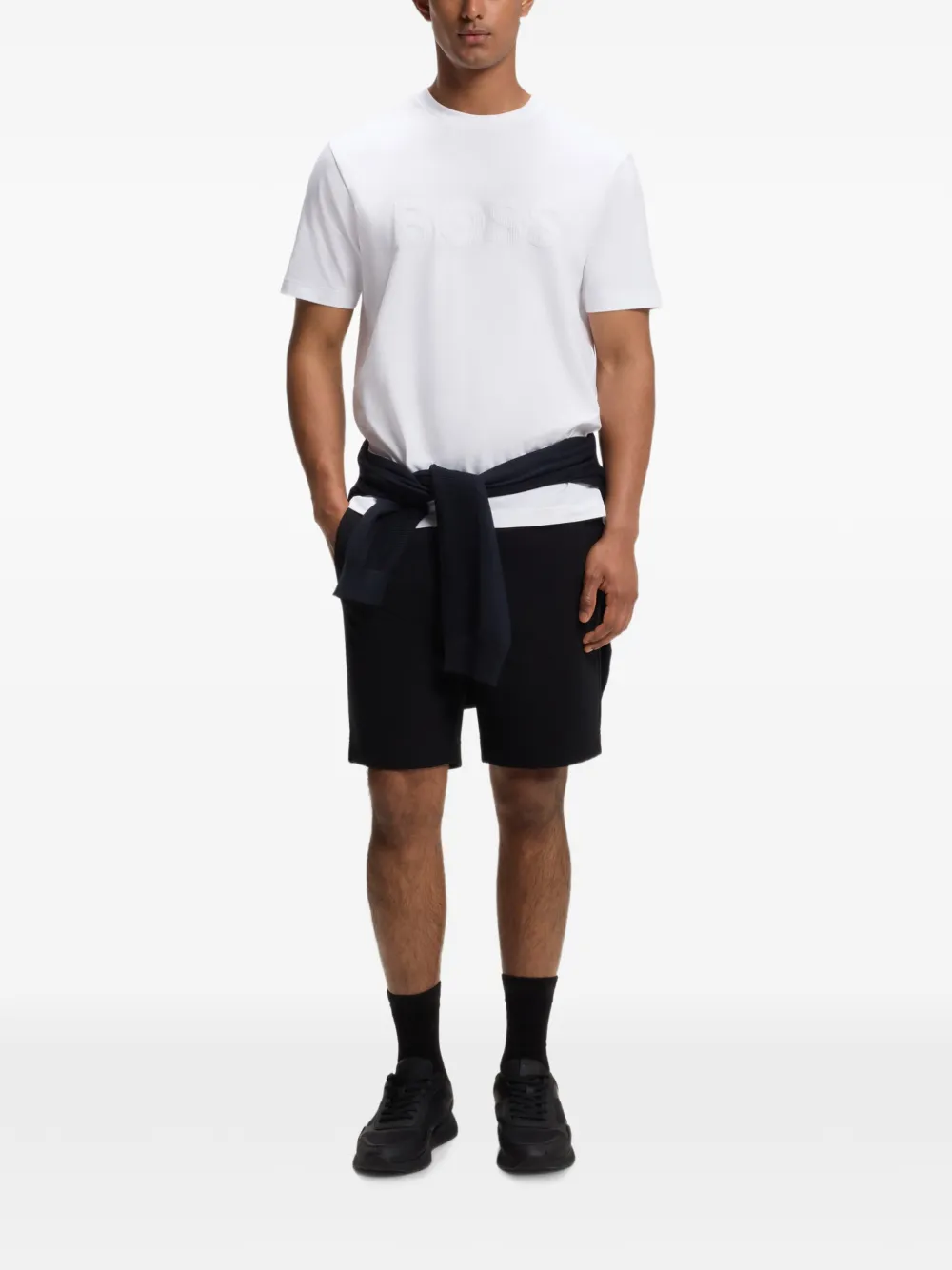 BOSS Tonaal stretch katoenen T-shirt met logo Wit