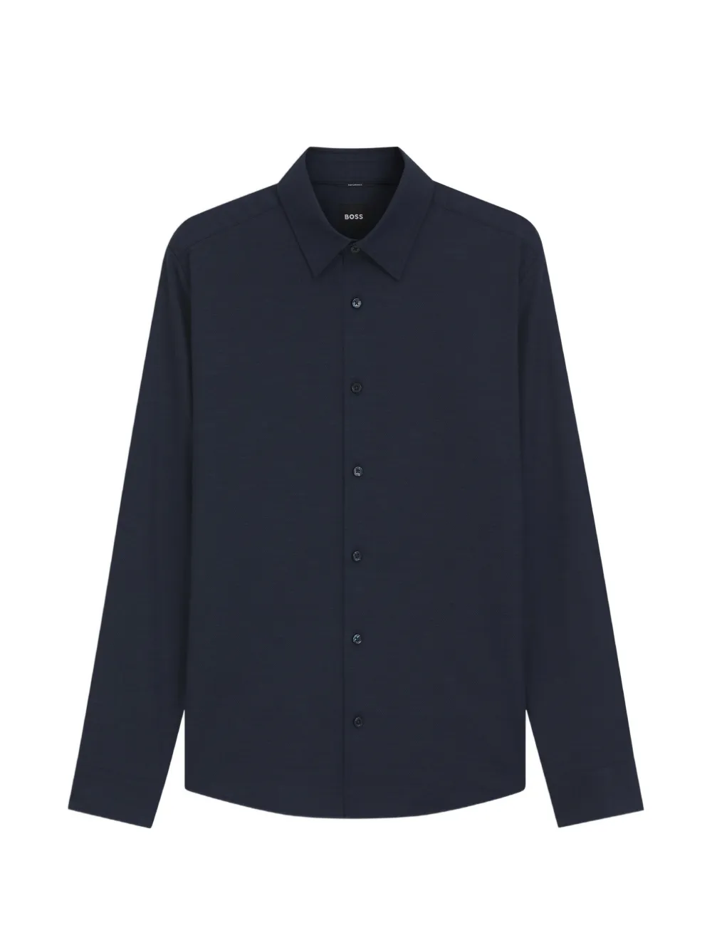 BOSS Slim-fit overhemd van stretch melange katoenen Blauw