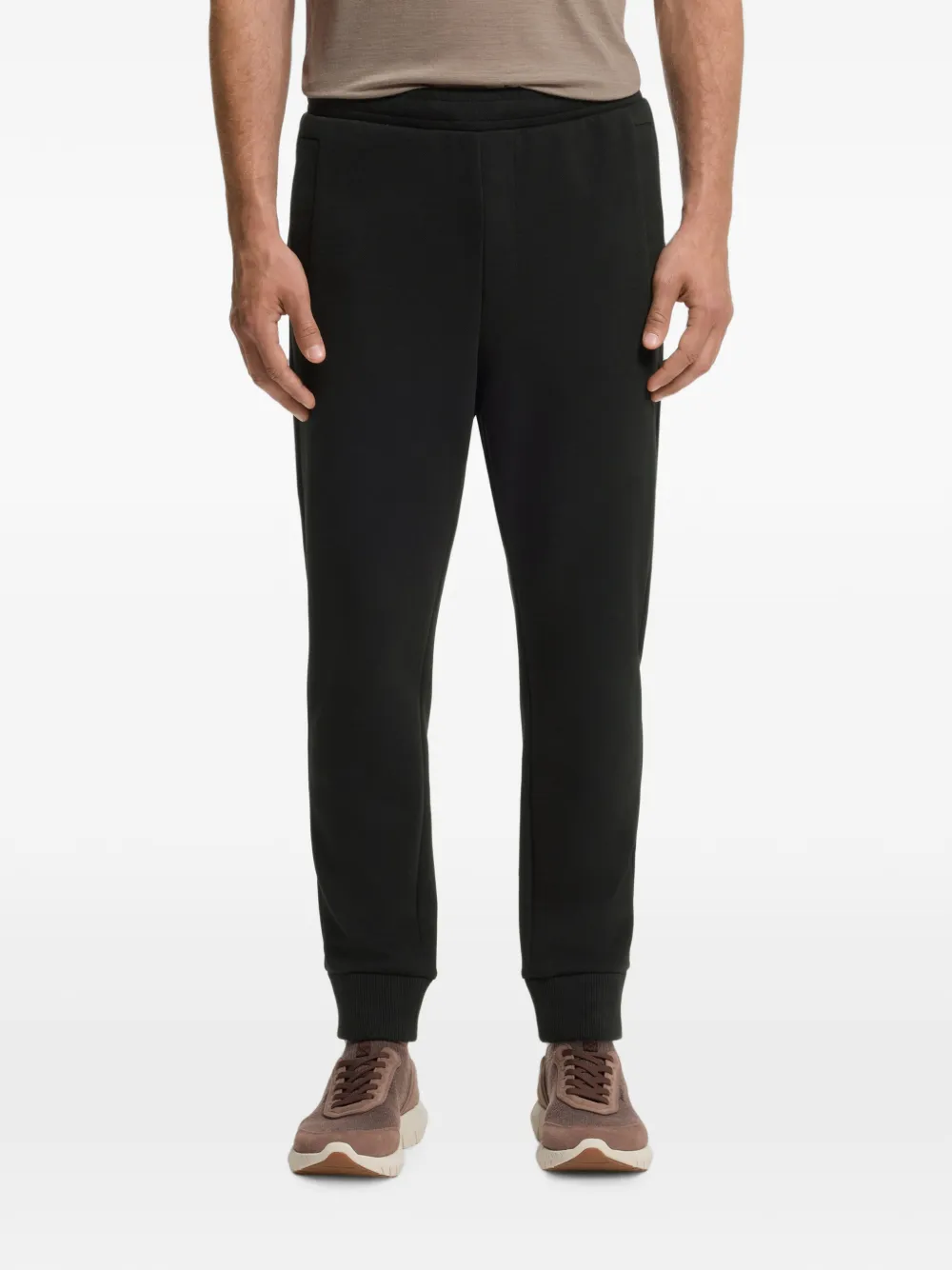 BOSS Joggingbroek van katoenblend met geborduurd logo Zwart