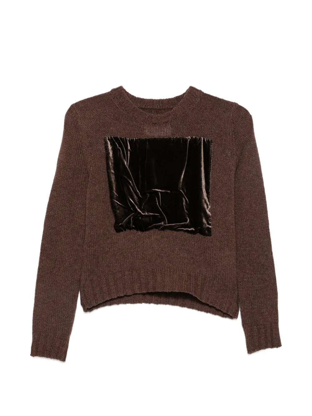 Maison Margiela velvet-patchwork sweater - Marrone