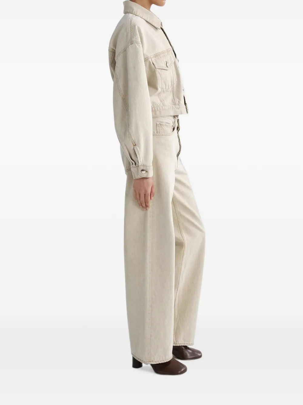 AGOLDE Palmer cropped denim jacket Beige