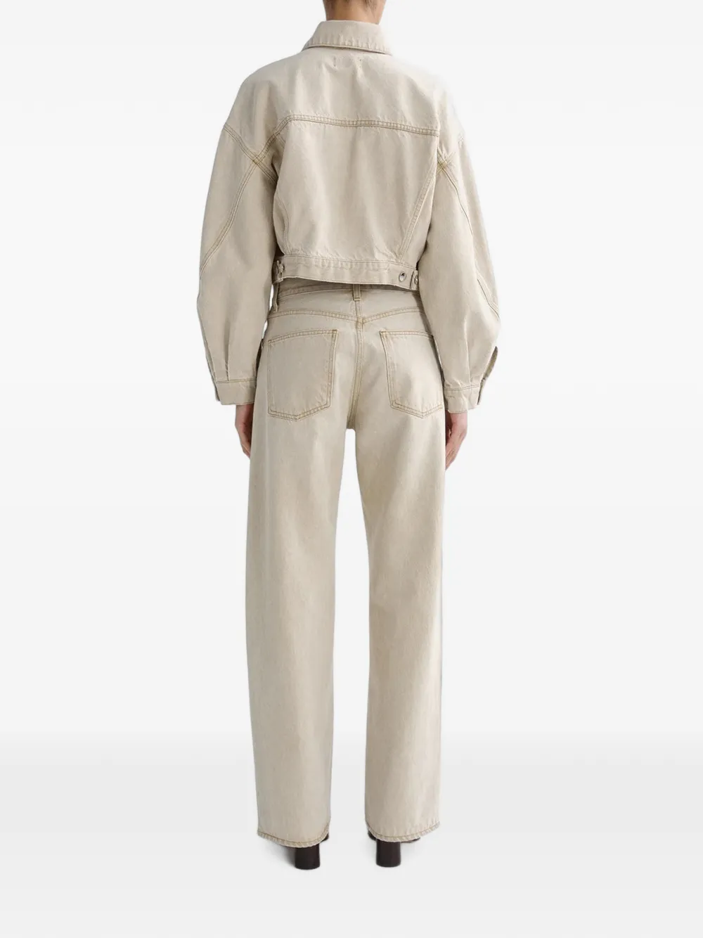 AGOLDE Palmer cropped denim jacket Beige