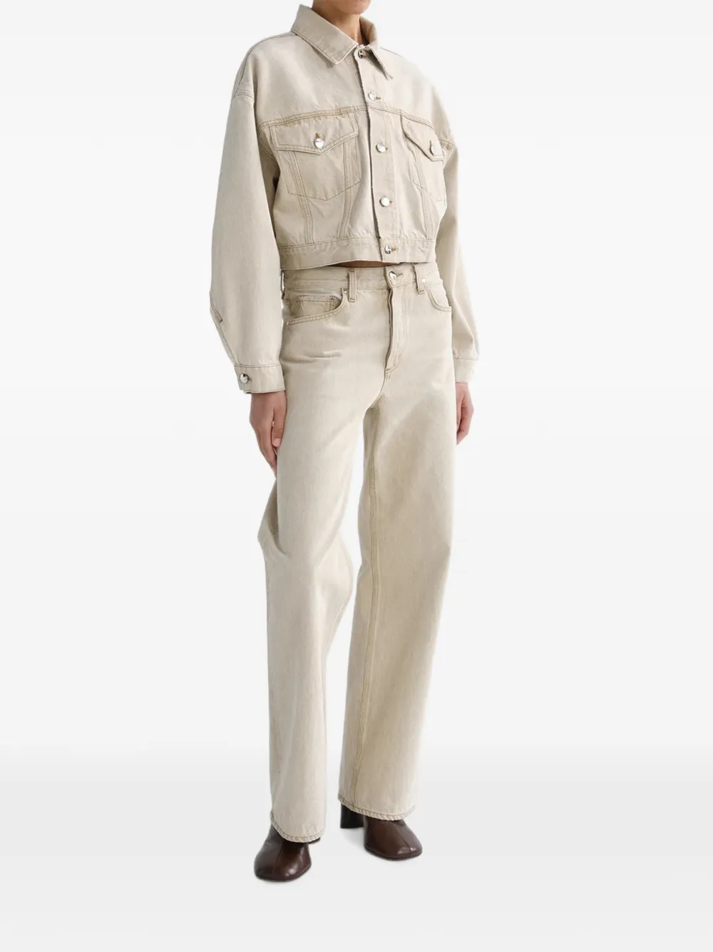 AGOLDE Palmer cropped denim jacket Beige