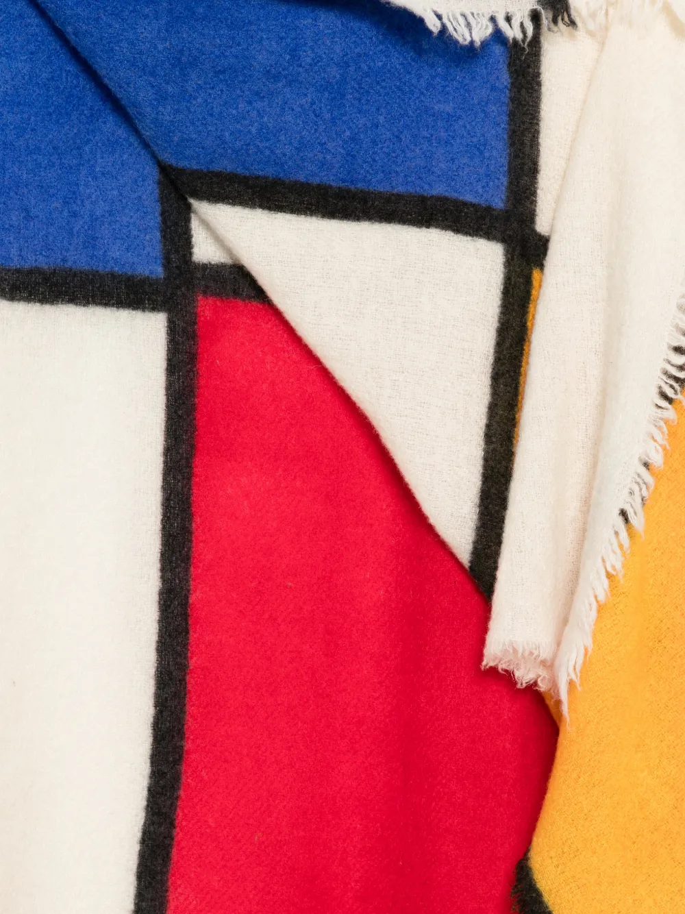 Faliero Sarti Patos sjaal met colourblocking en franje Wit