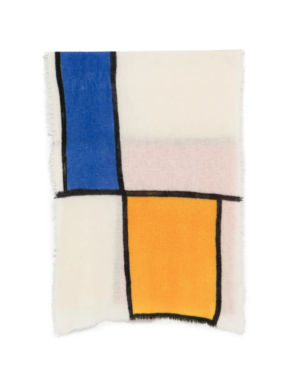 Faliero Sarti Patos colour-block frayed scarf - Weiß