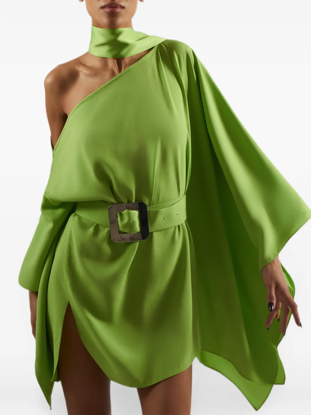 Taller Marmo Taylor belted kaftan mini dress Groen