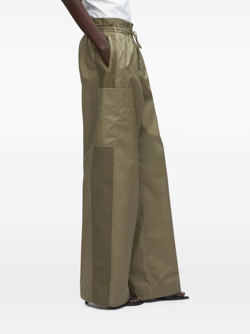 3.1 Phillip Lim Popeline broek met dubbele tailleband Groen