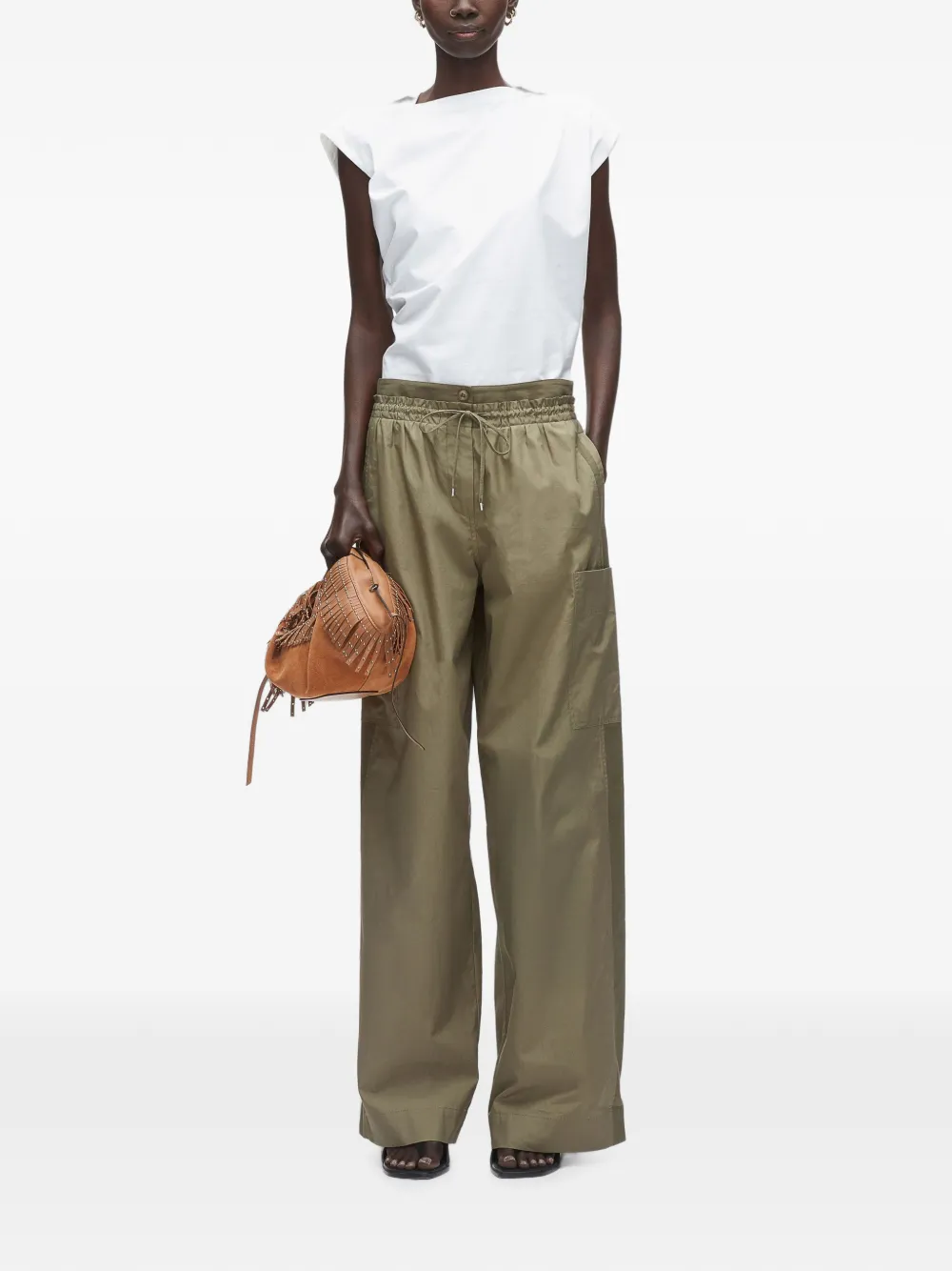 3.1 Phillip Lim Popeline broek met dubbele tailleband Groen