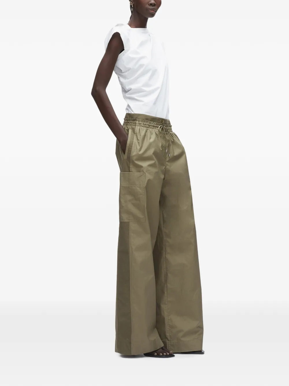 3.1 Phillip Lim Popeline broek met dubbele tailleband Groen