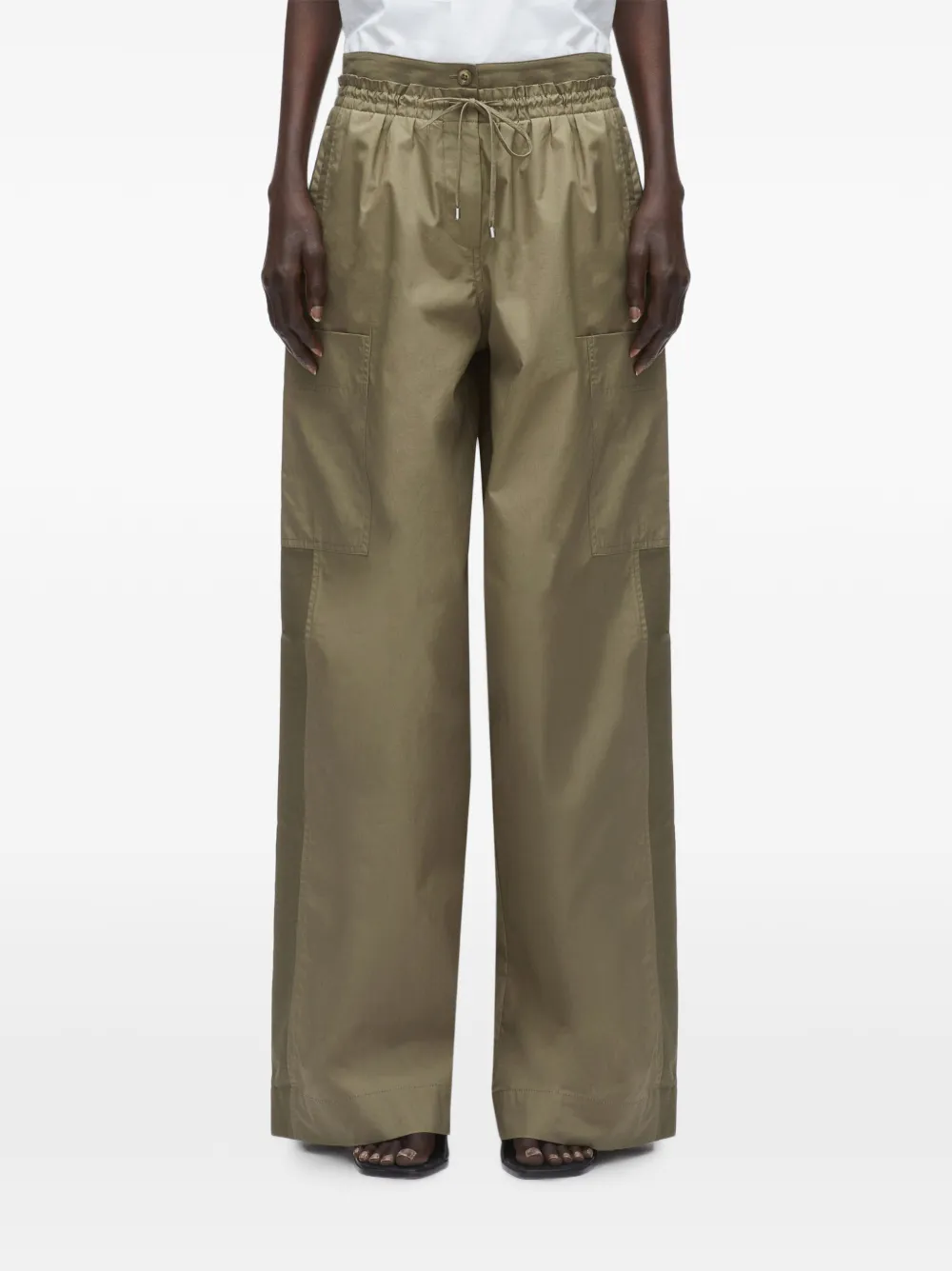 3.1 Phillip Lim Popeline broek met dubbele tailleband Groen