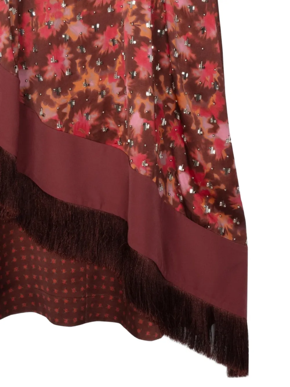 3.1 Phillip Lim Desert Flower asymmetrische midi-jurk met franje Bruin