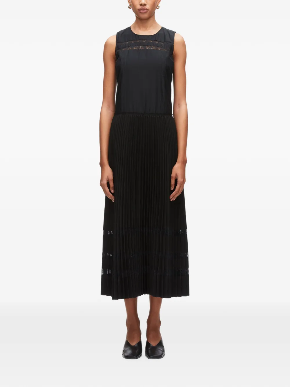 3.1 Phillip Lim Midi-jurk met A-lijn en kant Zwart