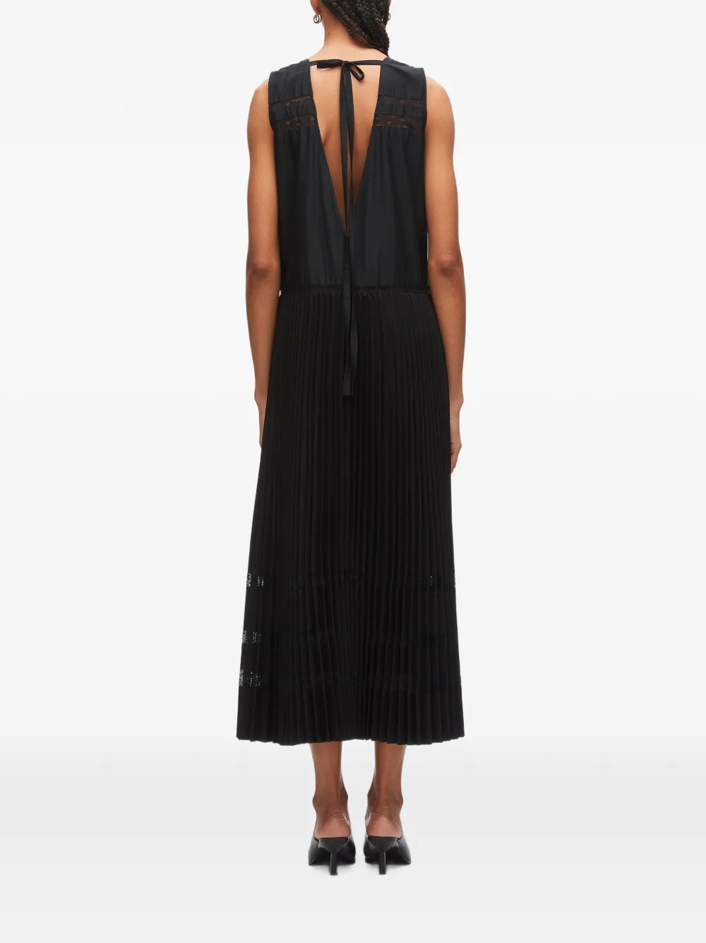 3.1 Phillip Lim Midi-jurk met A-lijn en kant Zwart