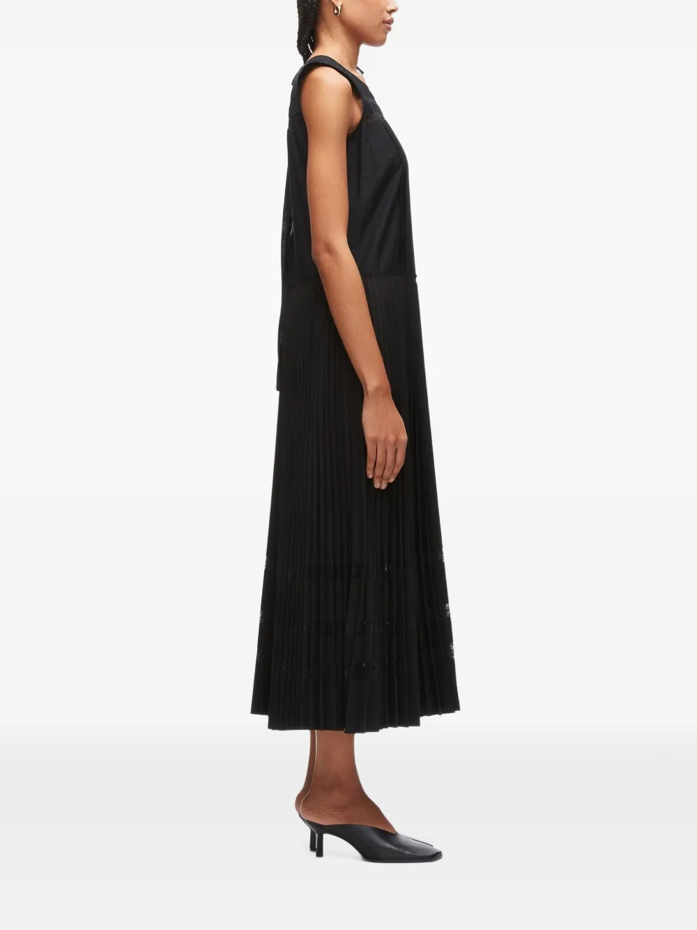 3.1 Phillip Lim Midi-jurk met A-lijn en kant Zwart