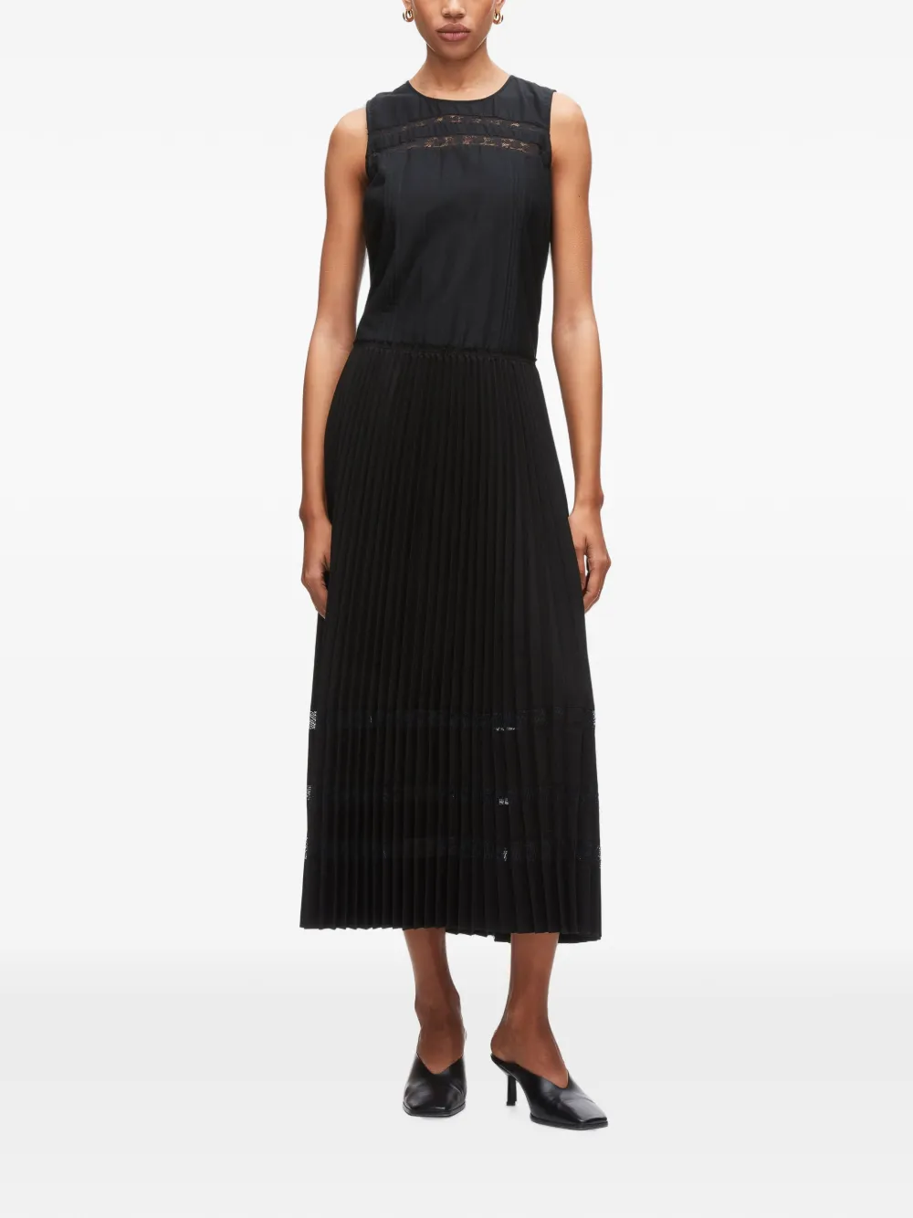 3.1 Phillip Lim Midi-jurk met A-lijn en kant Zwart