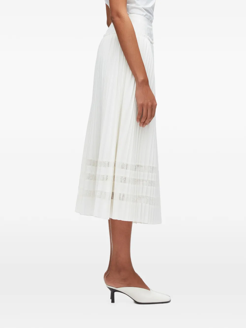 3.1 Phillip Lim Midi-rok met kant en plooien Wit