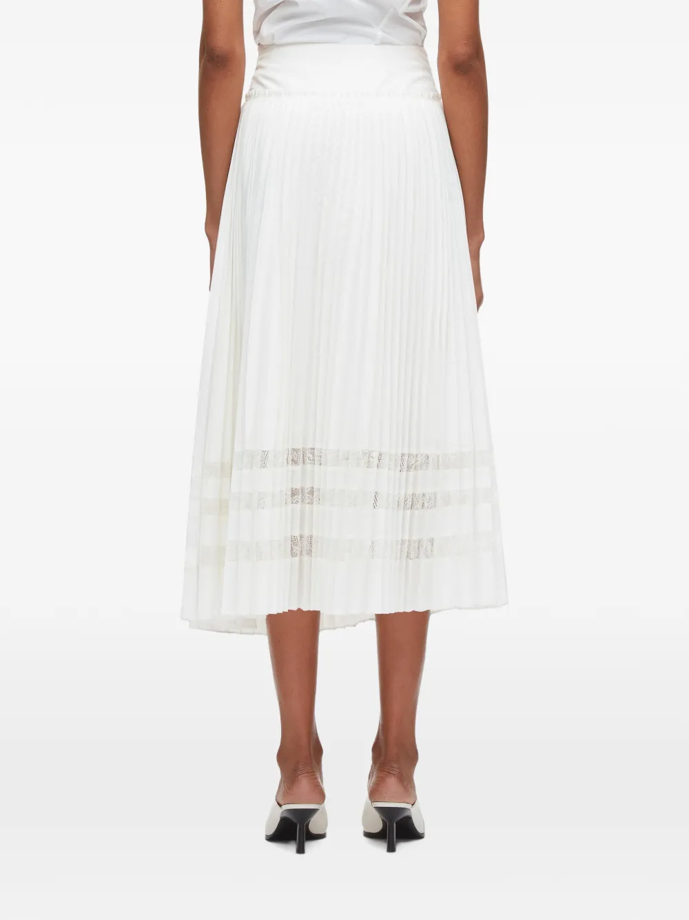 3.1 Phillip Lim Midi-rok met kant en plooien Wit