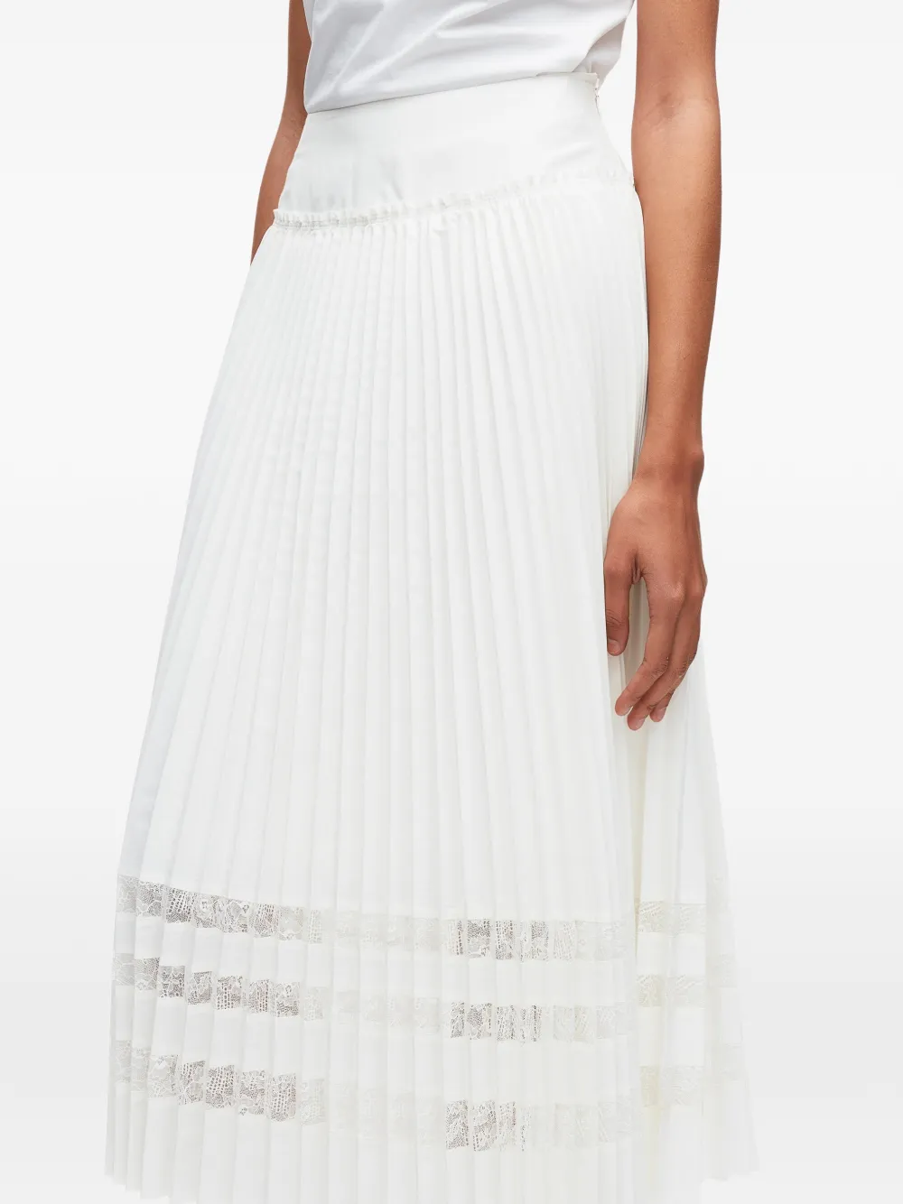 3.1 Phillip Lim Midi-rok met kant en plooien Wit