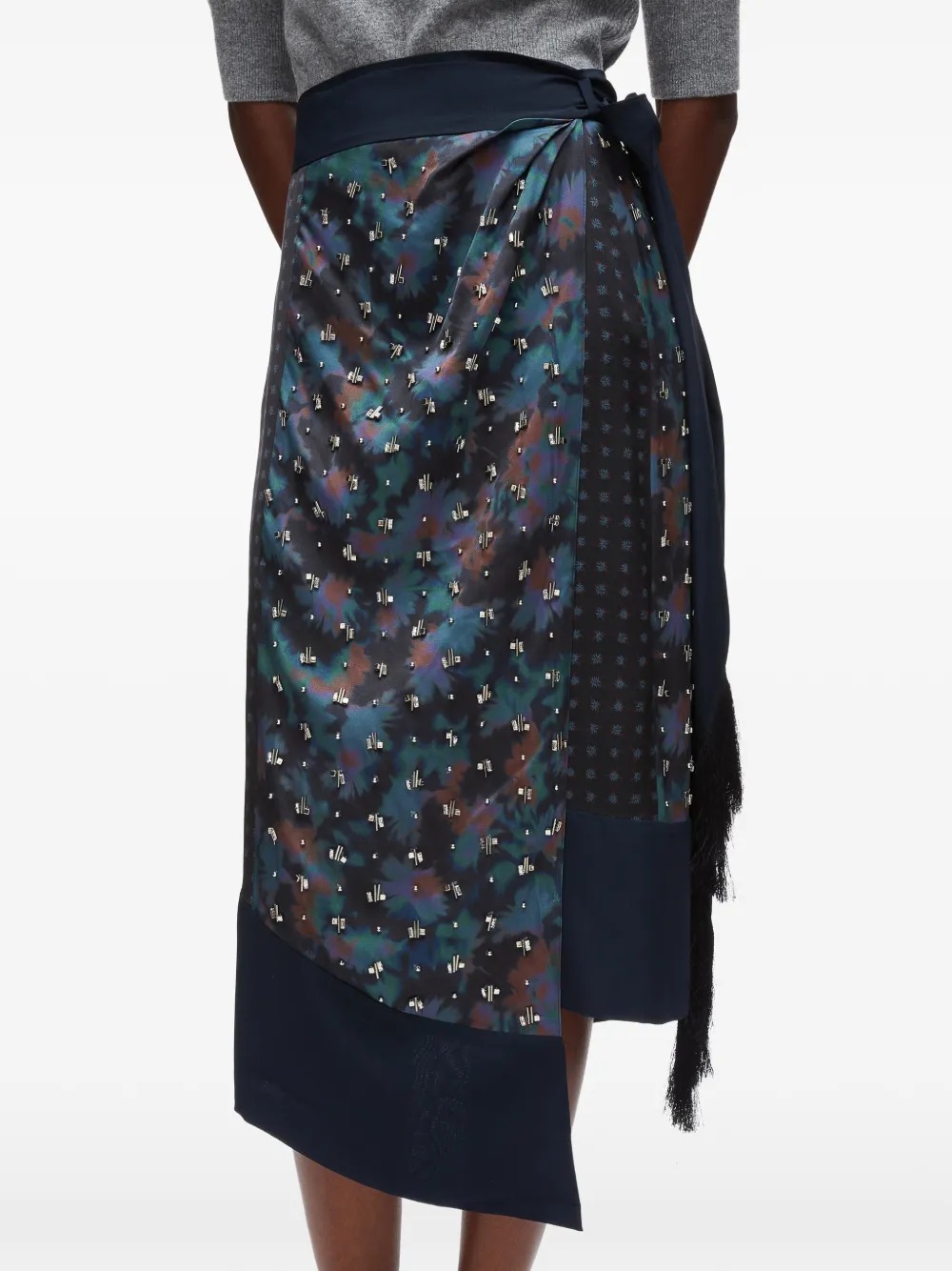 3.1 Phillip Lim Desert Flower gedrapeerde midi-wikkelrok Zwart