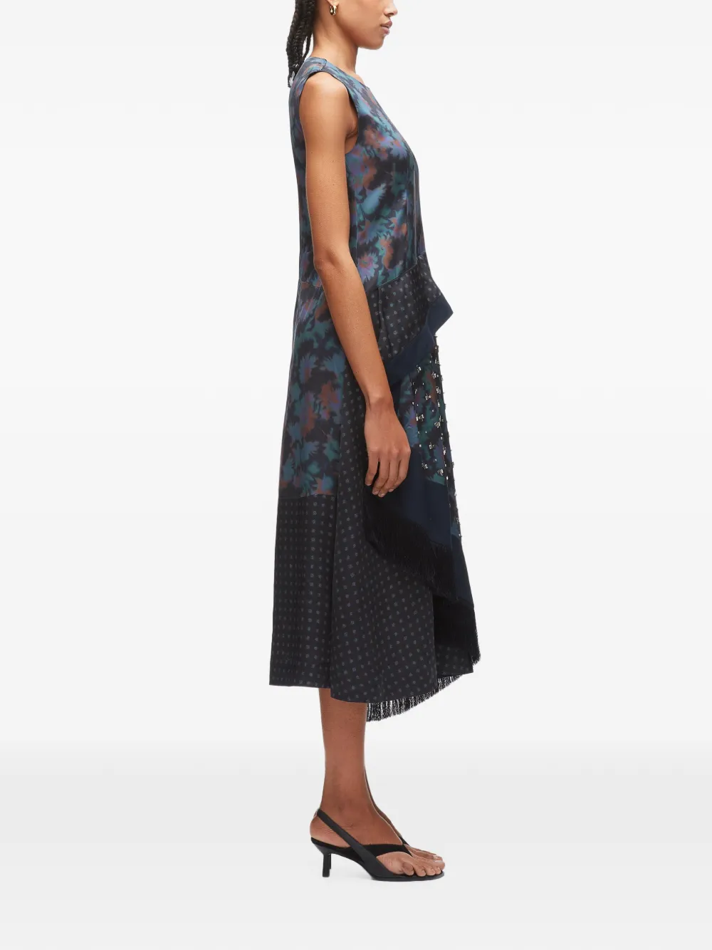 3.1 Phillip Lim Desert Flower gelaagde asymmetrische midi-jurk Blauw