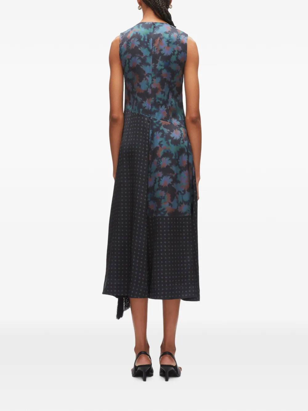 3.1 Phillip Lim Desert Flower gelaagde asymmetrische midi-jurk Blauw