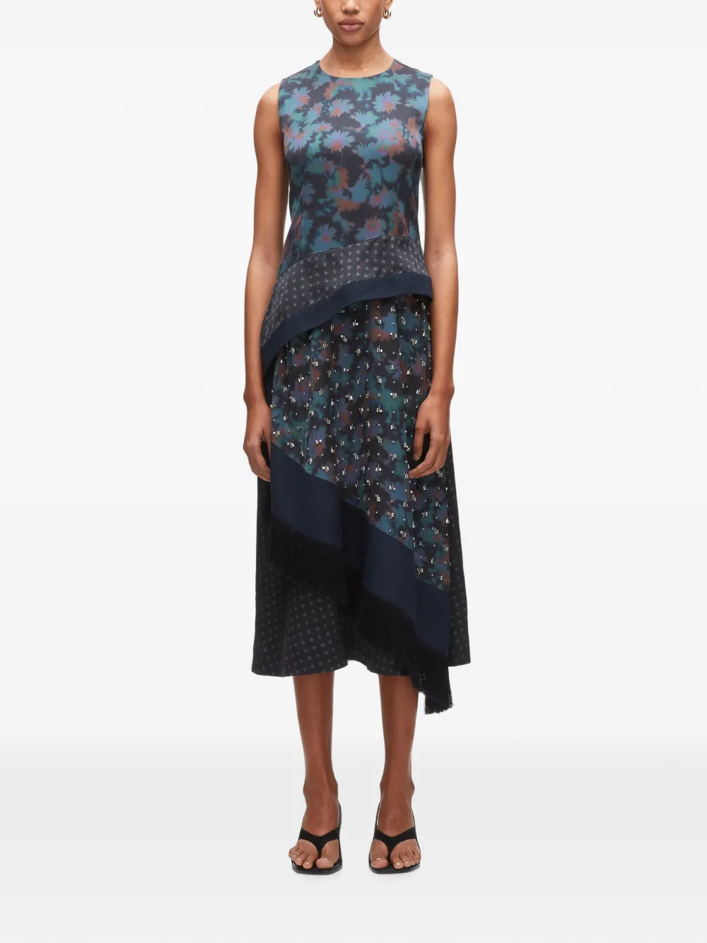 3.1 Phillip Lim Desert Flower gelaagde asymmetrische midi-jurk Blauw
