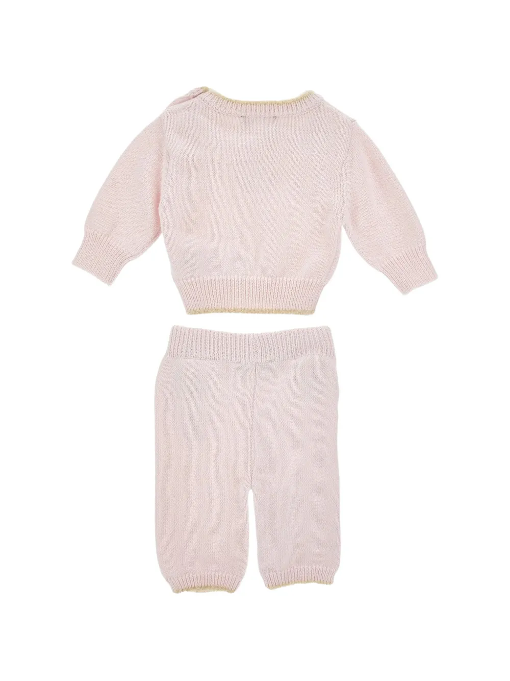 Monnalisa teddy-bear intarsia trousers set Roze