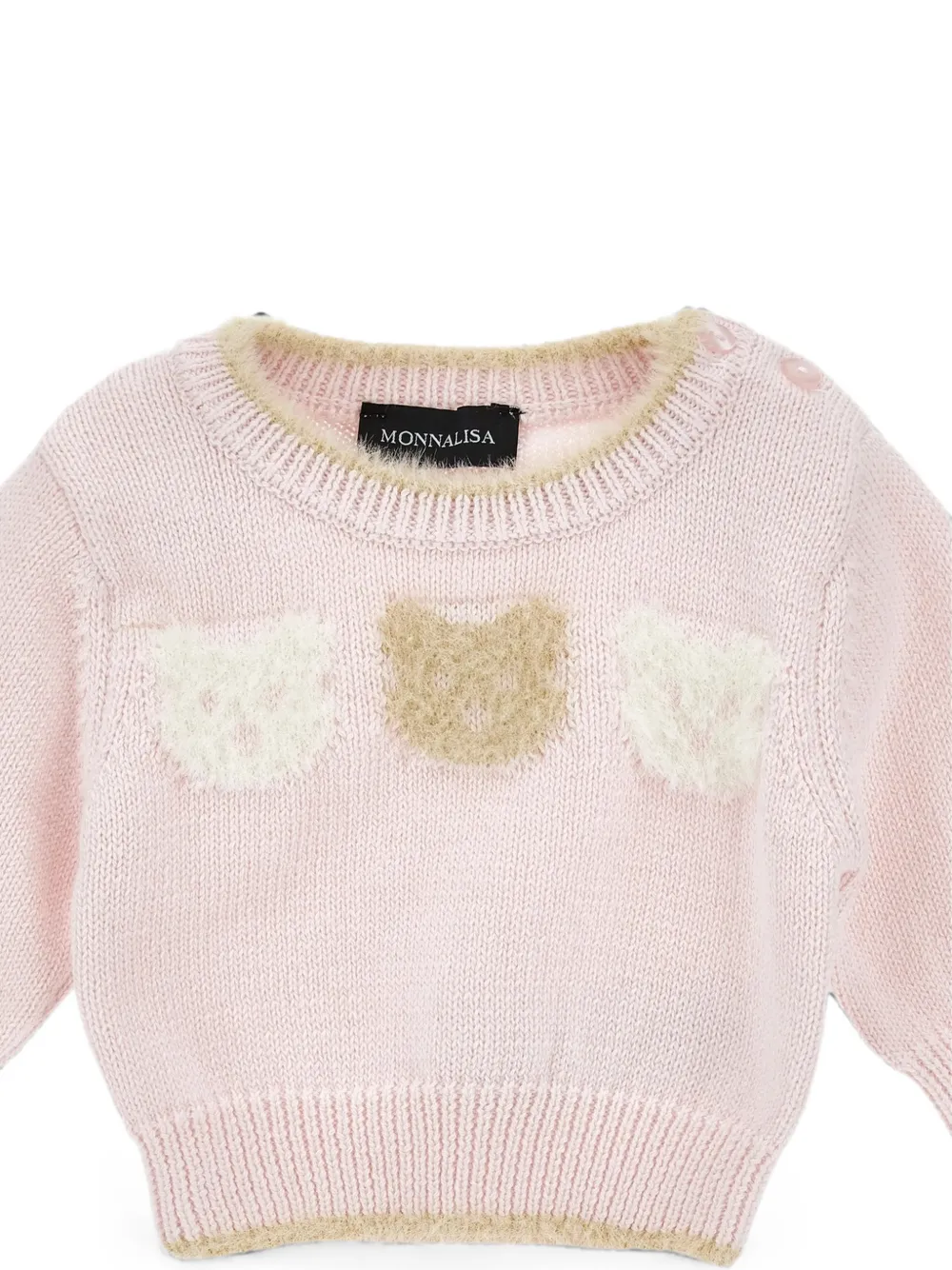 Monnalisa teddy-bear intarsia trousers set Roze