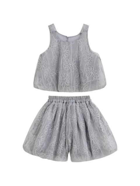Sweet Cactus floral-embroidered shorts set