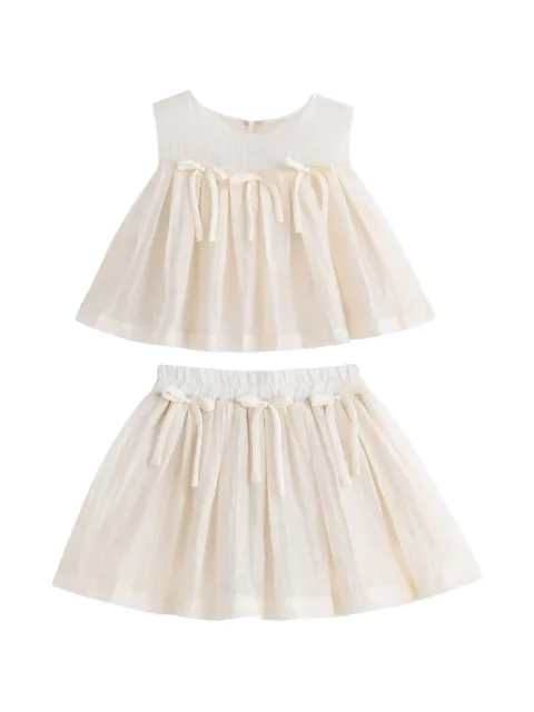 Sweet Cactus bow-detail pleated skirt set