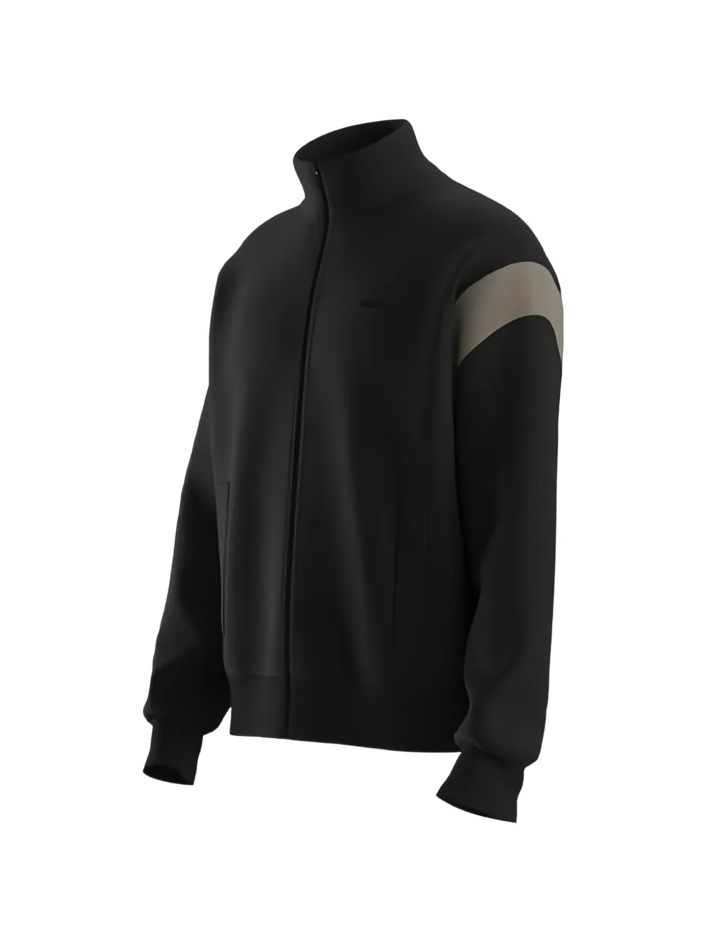 BOSS Sweater van katoenblend met contrasterende inzetstukken en rits Zwart